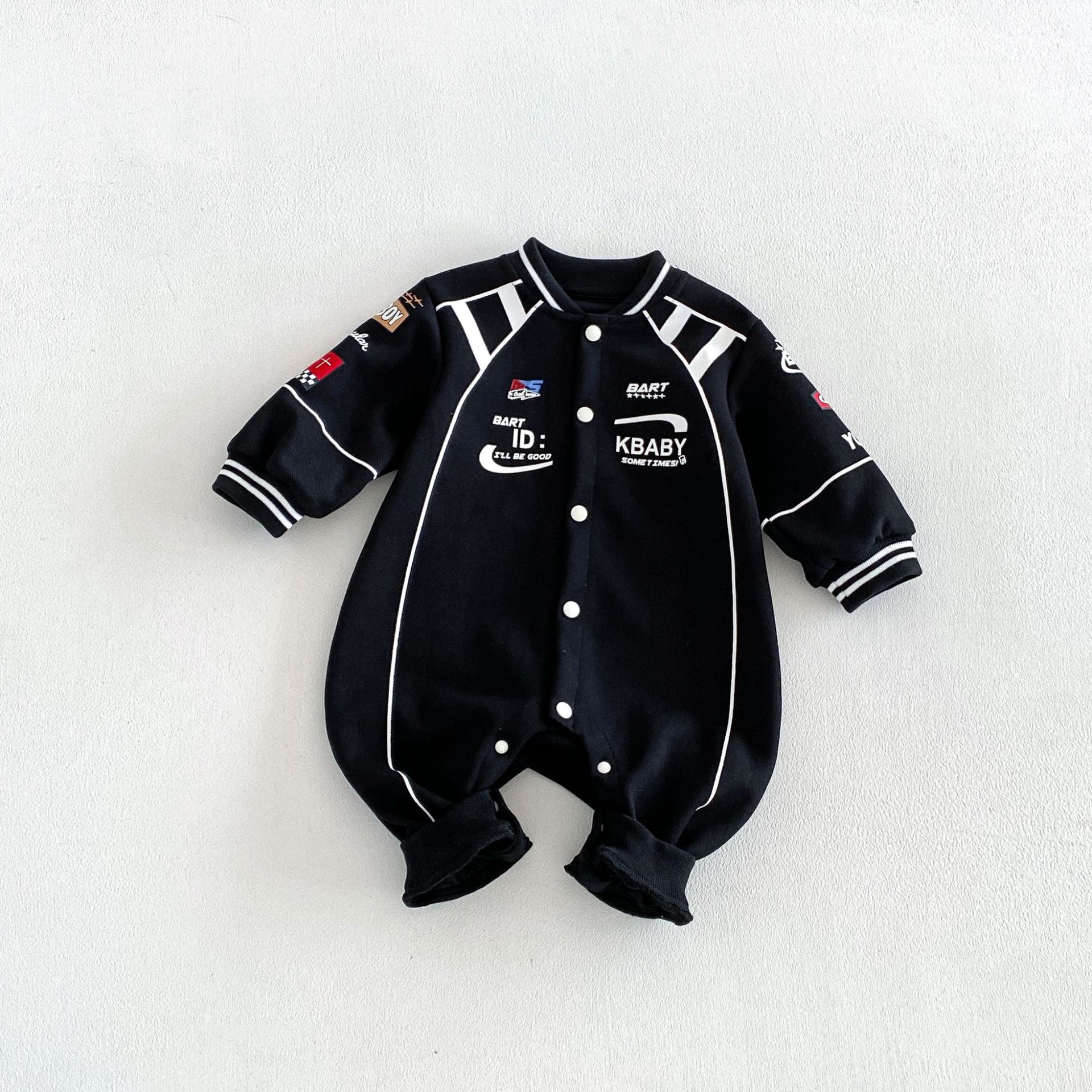 英文字母印花棒球爬服
