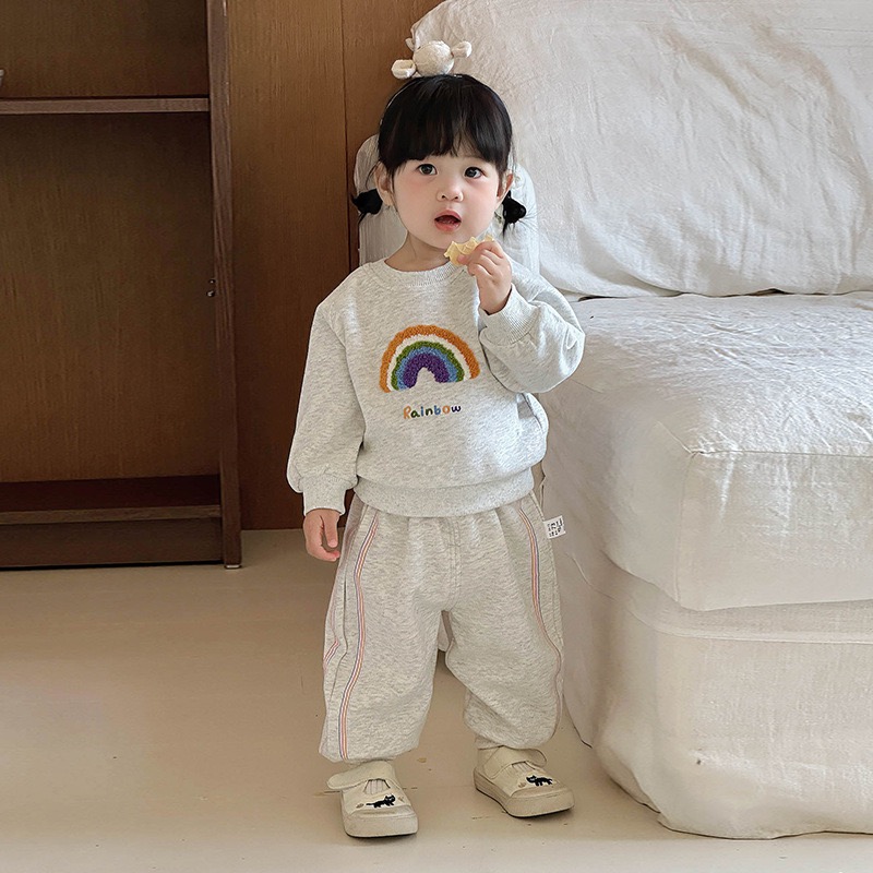 彩虹長袖上衣+長褲套裝