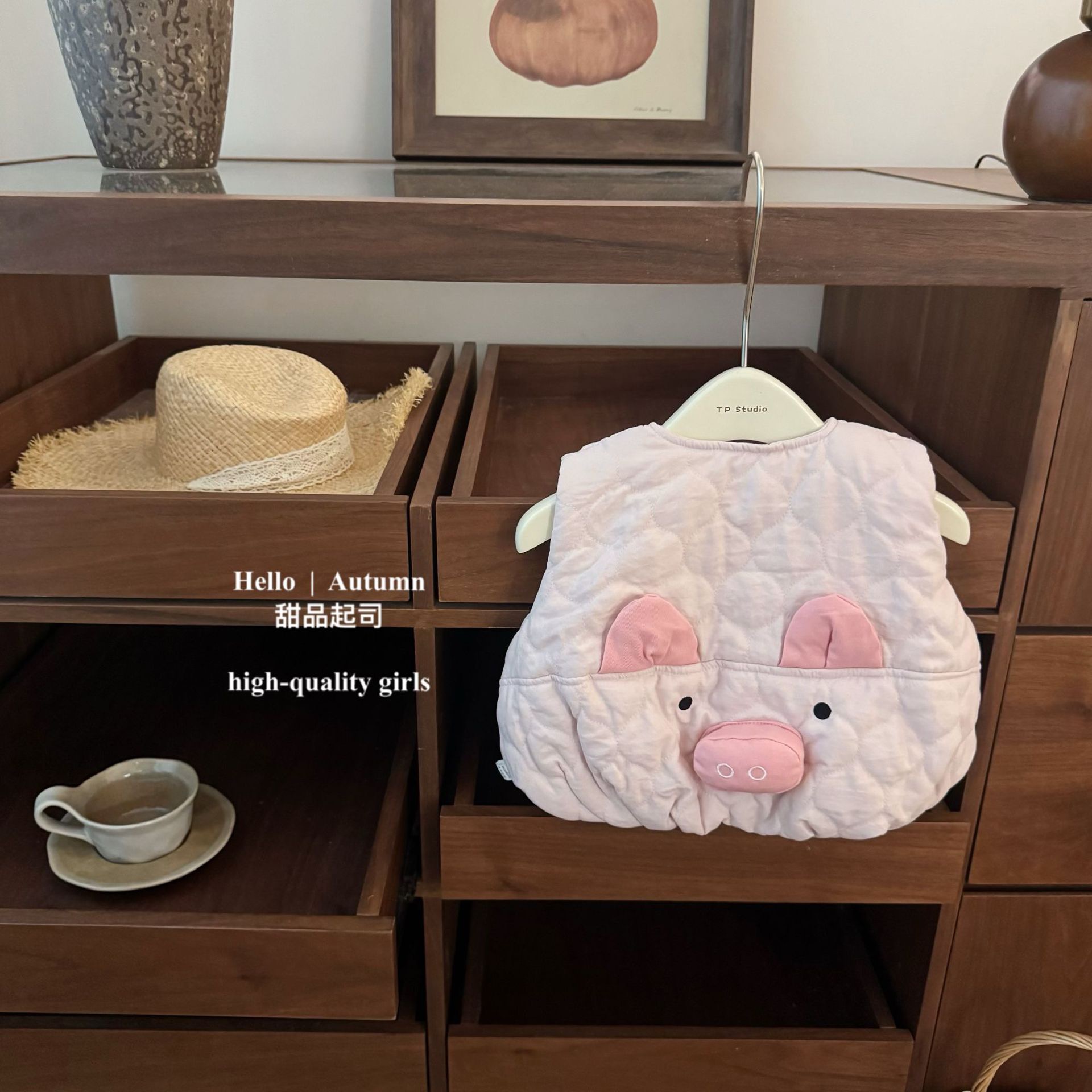 立體小豬夾棉背心